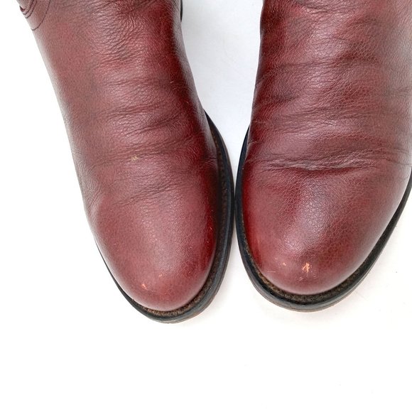 Justin Roper Cowboy Boots Womens 7 B Burgundy Leather Western Cowgirl - Picture 5 of 12